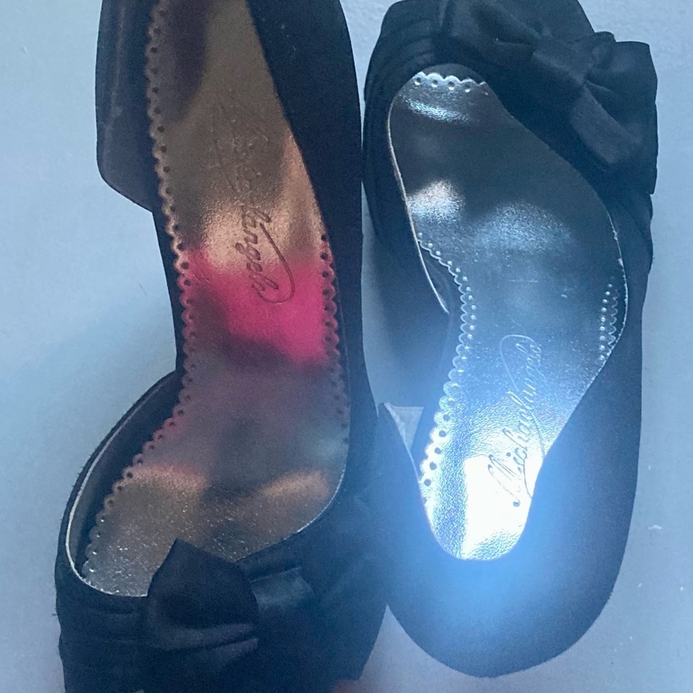 MICHAELANGELO 'MARIBELLE' size 8 Bow Vamp Platform D'Orsay PUMPS HEELS NEW